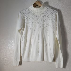 Dressbarn  Turtleneck With Pearl Accent Sweater
